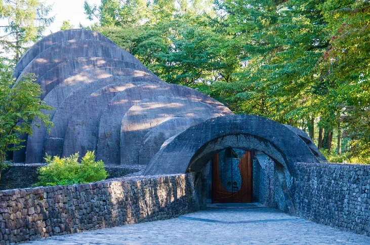 Exterior view of Stone Church, a unique wedding venue in Karuizawa perfect for a Japanese wedding.